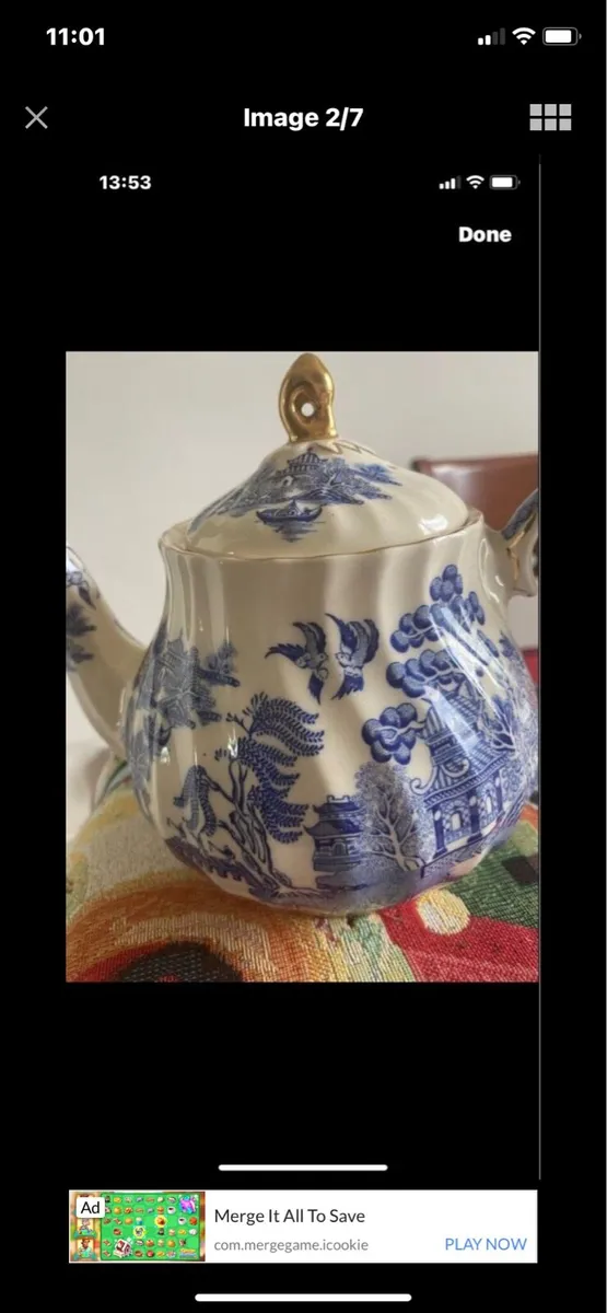 Vintage  Sadler Arklow Willow Tea Pot - Image 2
