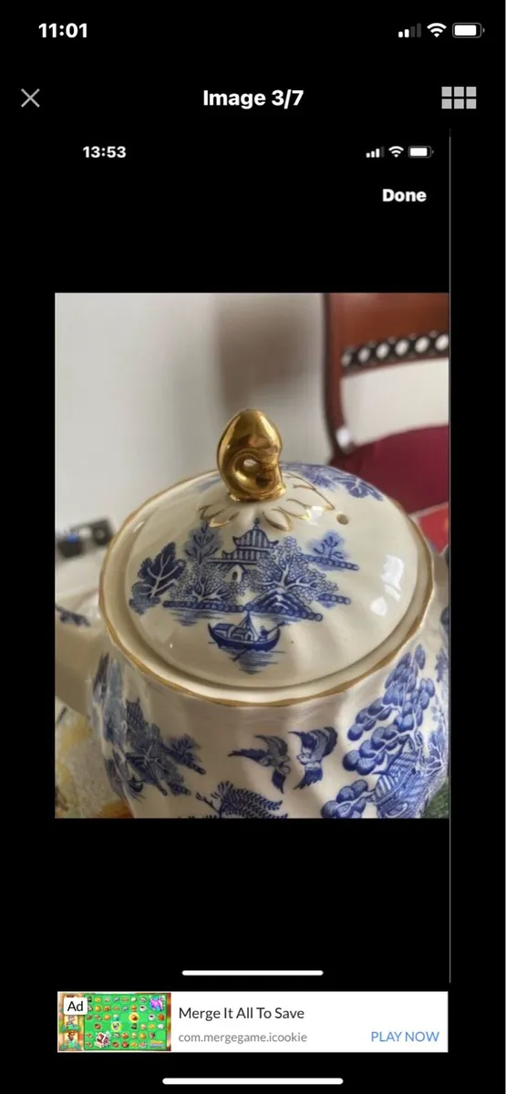 Vintage  Sadler Arklow Willow Tea Pot - Image 3