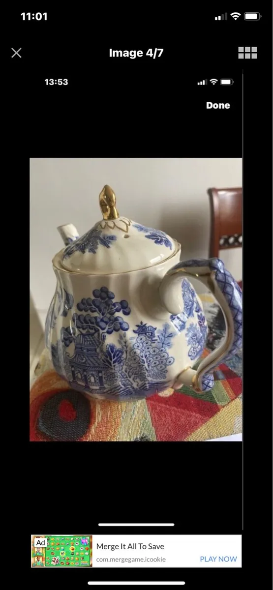 Vintage  Sadler Arklow Willow Tea Pot - Image 4