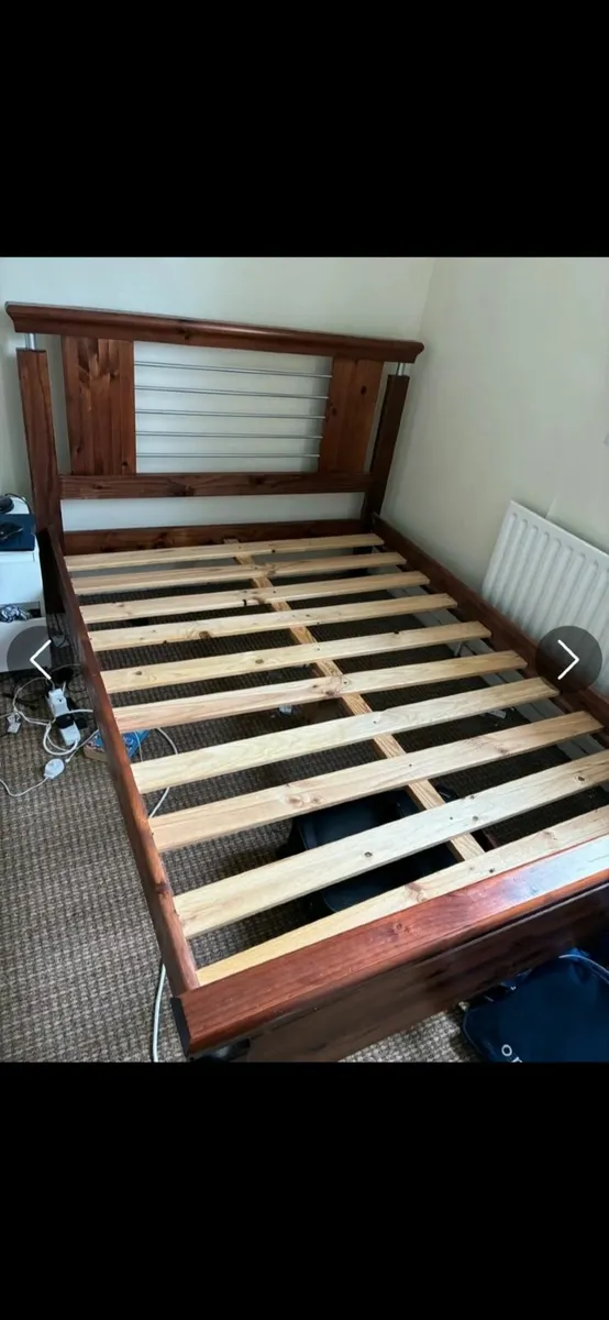 Solid wood double bed frame and mattress - Image 2