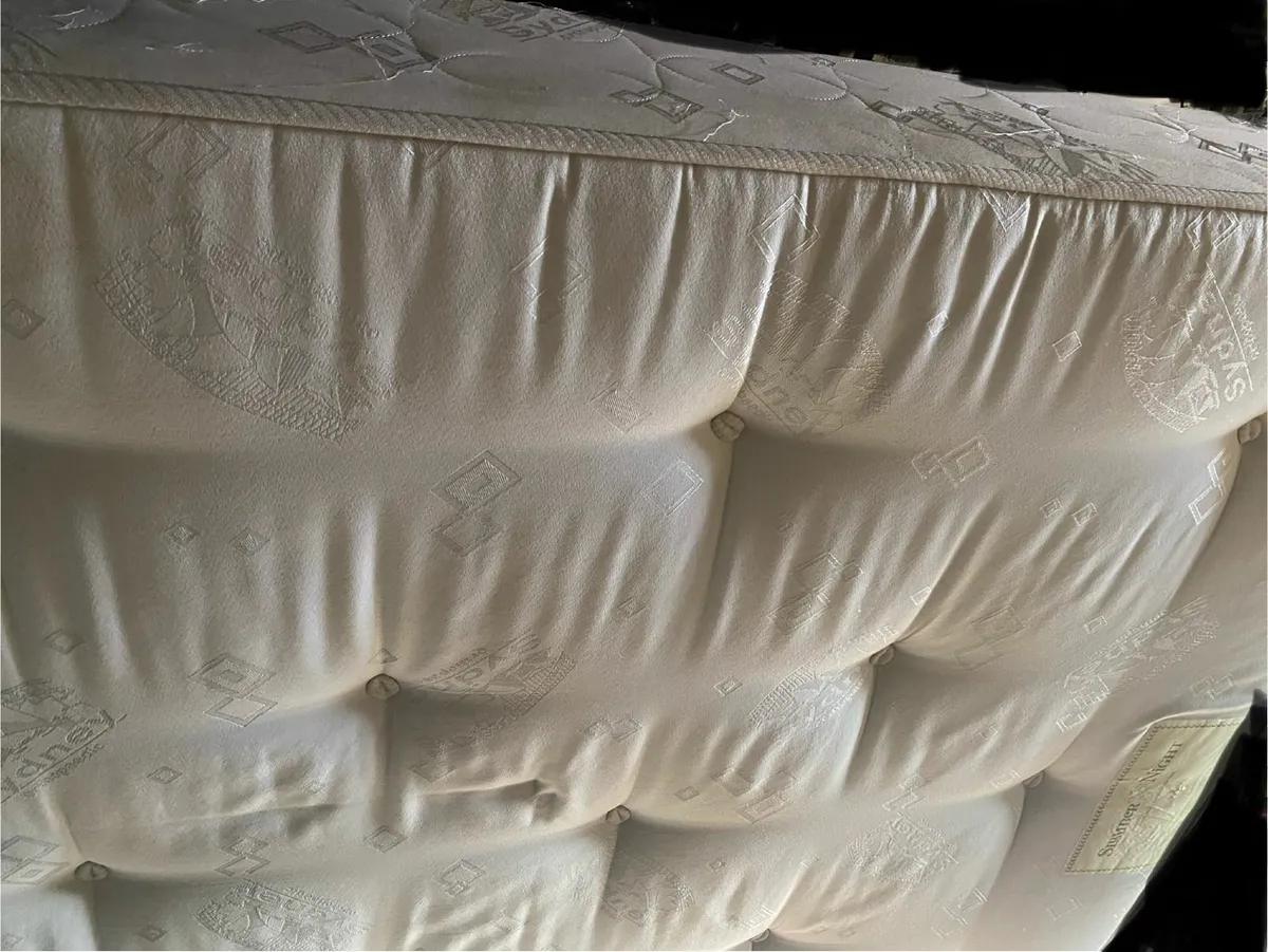 Solid wood double bed frame and mattress - Image 3