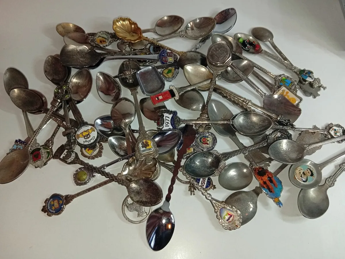 Job Lot Collection Of Souvenir Teaspoons As Seen