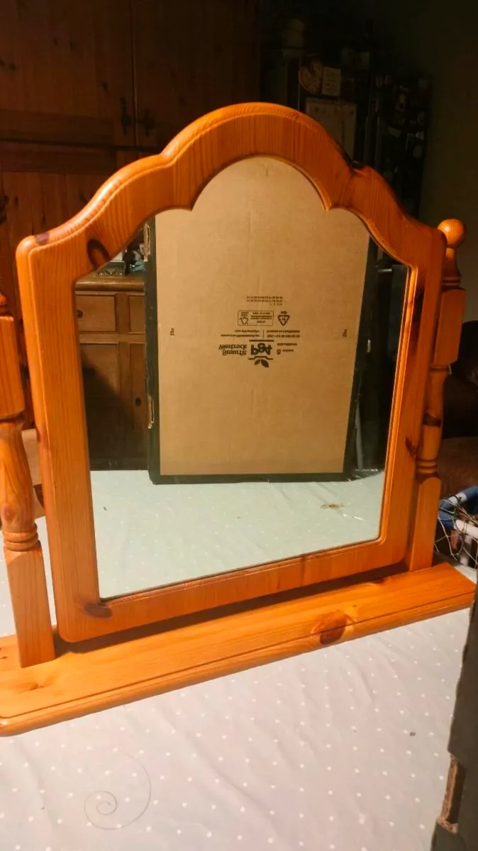 Pine Vanity Mirror
Width. 27"
Height 26"
Dept. 7". - Image 3
