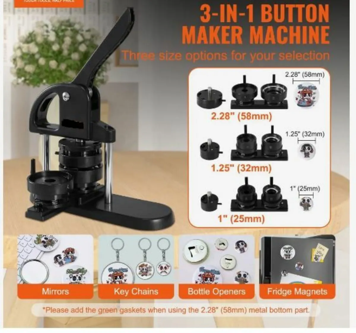 Button Maker Machine, 1/1.25/2.28 inch(25/32/58mm - Image 3