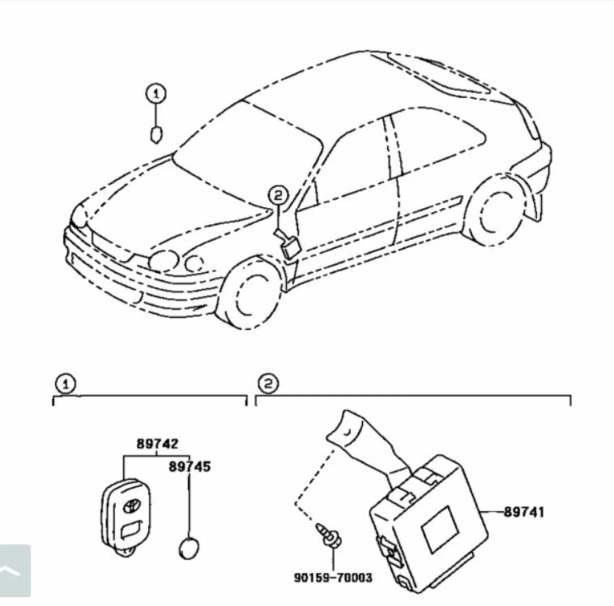 Toyota Corolla E11 97-02 Denso Remote Module & Fob - Image 1