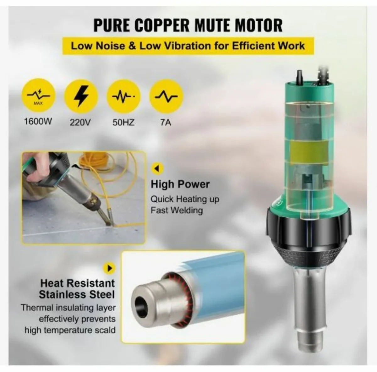 Roofing Welder, 8 Pcs PVC Welding Gun, 1600W - Image 1