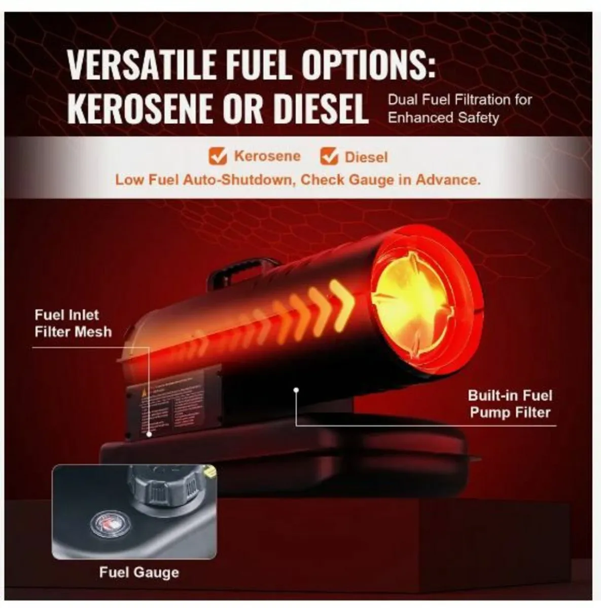 Kerosene/Diesel Forced Air Heater, 70000Btu - Image 2