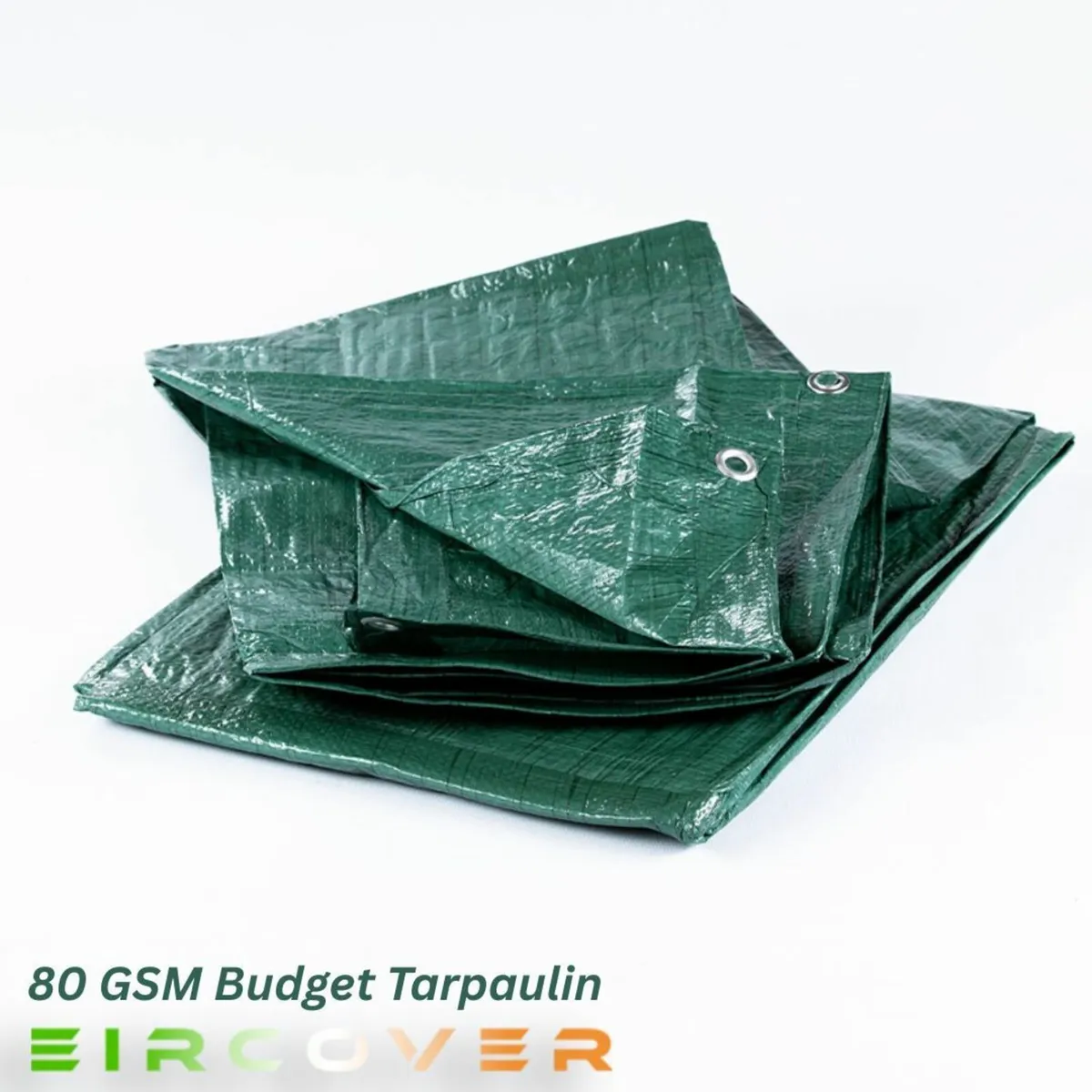 Budget Tarpaulin 2.7m x 3.5m (9'-11') 80 gsm green - Image 2
