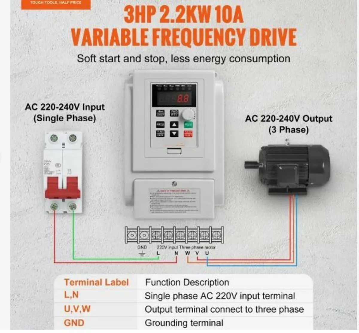 VFD 2.2KW 10A 3HP Variable Frequency - Image 2