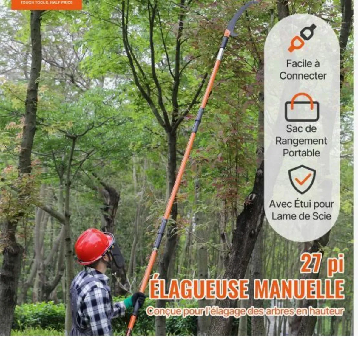 Manual Pole Saw, 2.2 - 8.2 m Extendable Tree Prune - Image 3