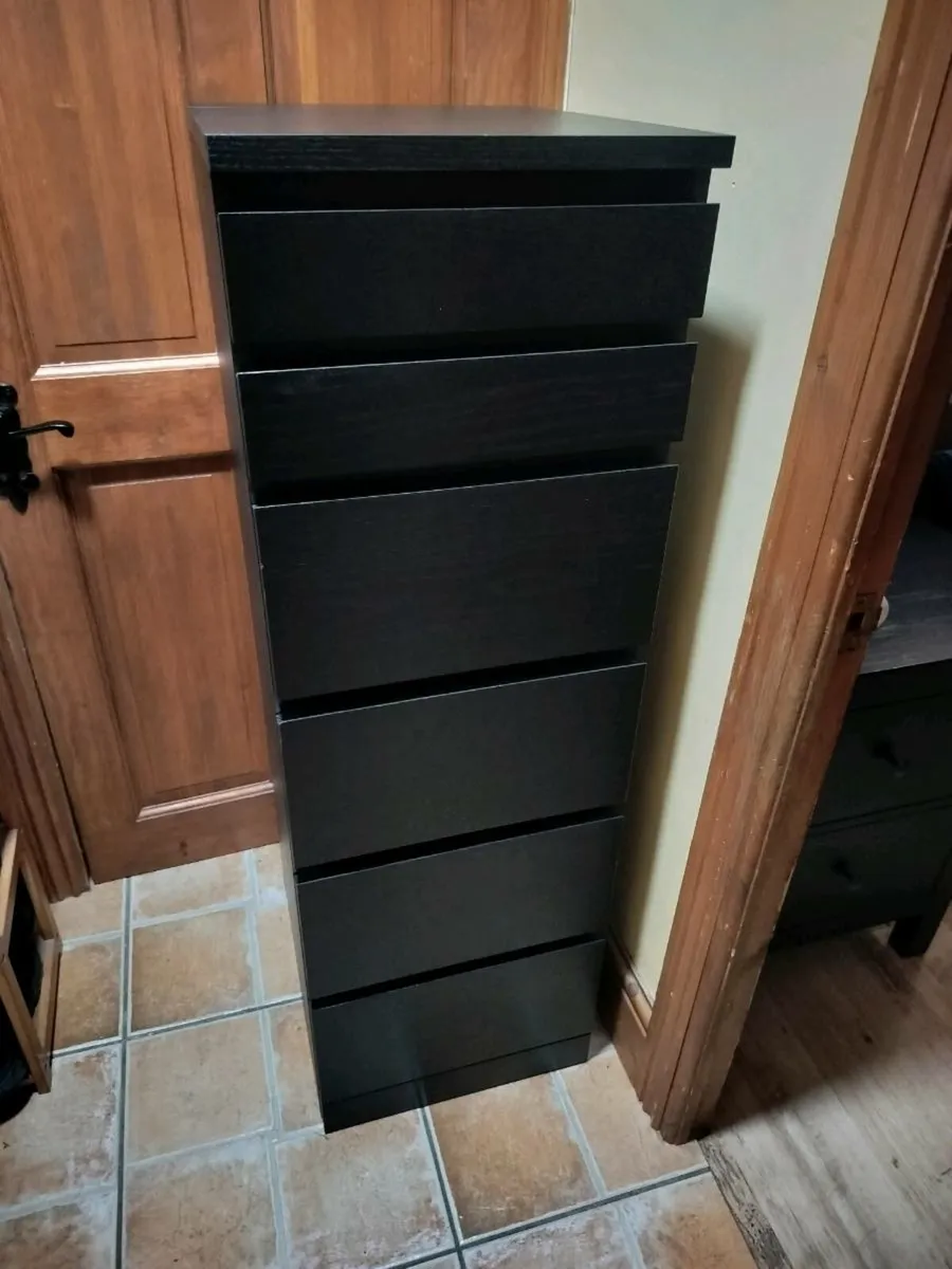 Chest of 6 drawers Malm black-brown - Image 1