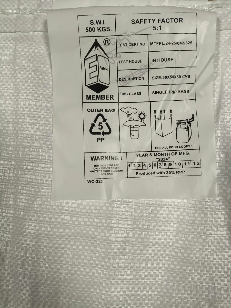 Mini Bulk bag white 50cm x 50cm x 50cm single trip - Image 2