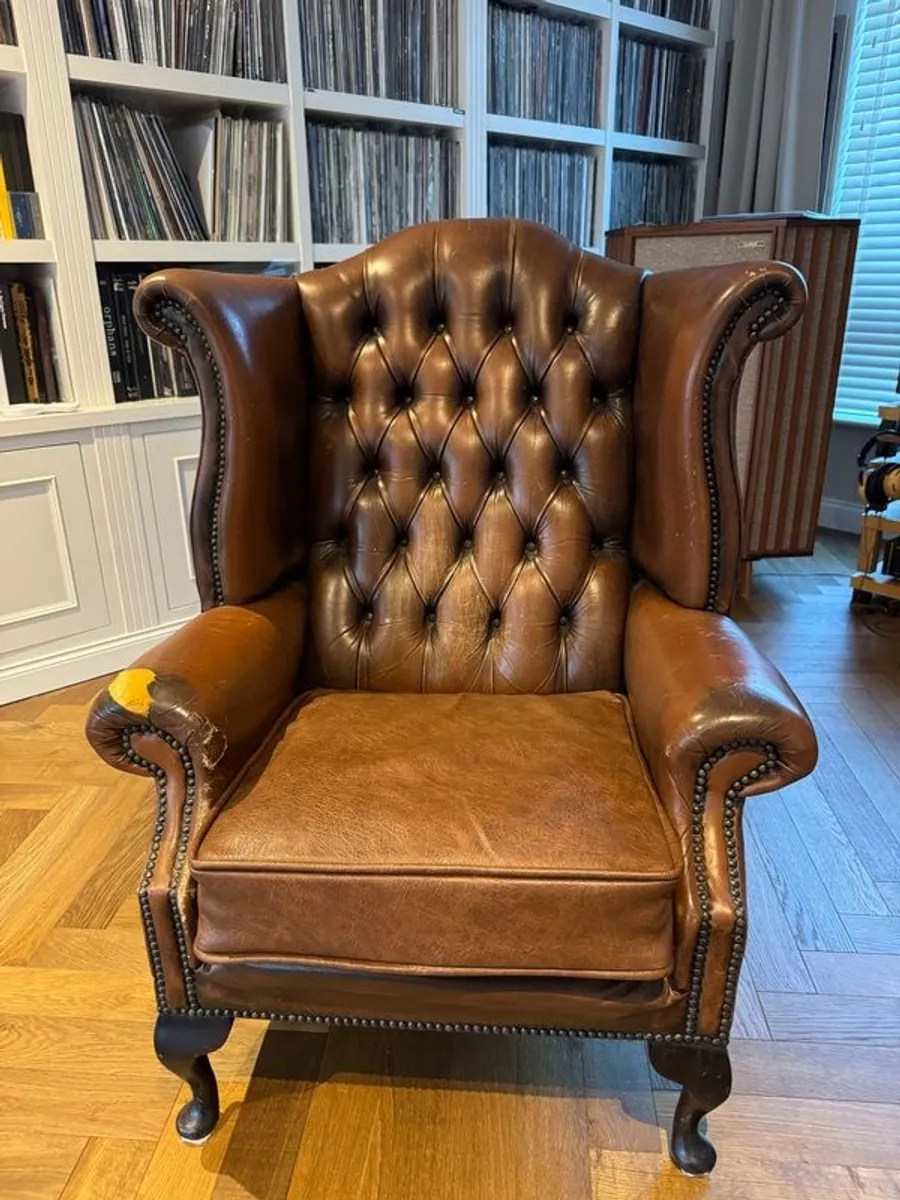 Antique Chesterfield Leather Armchair - Image 1