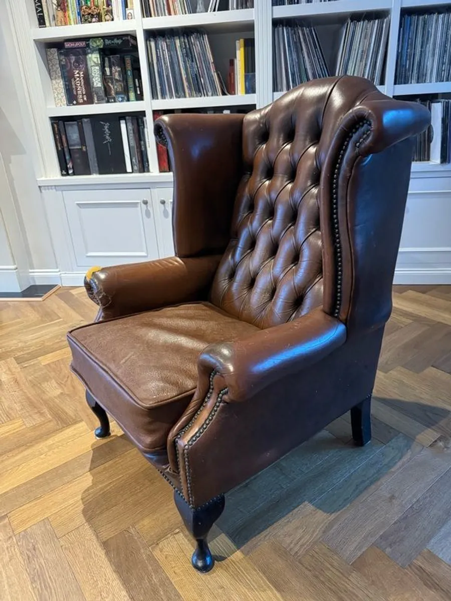 Antique Chesterfield Leather Armchair - Image 2