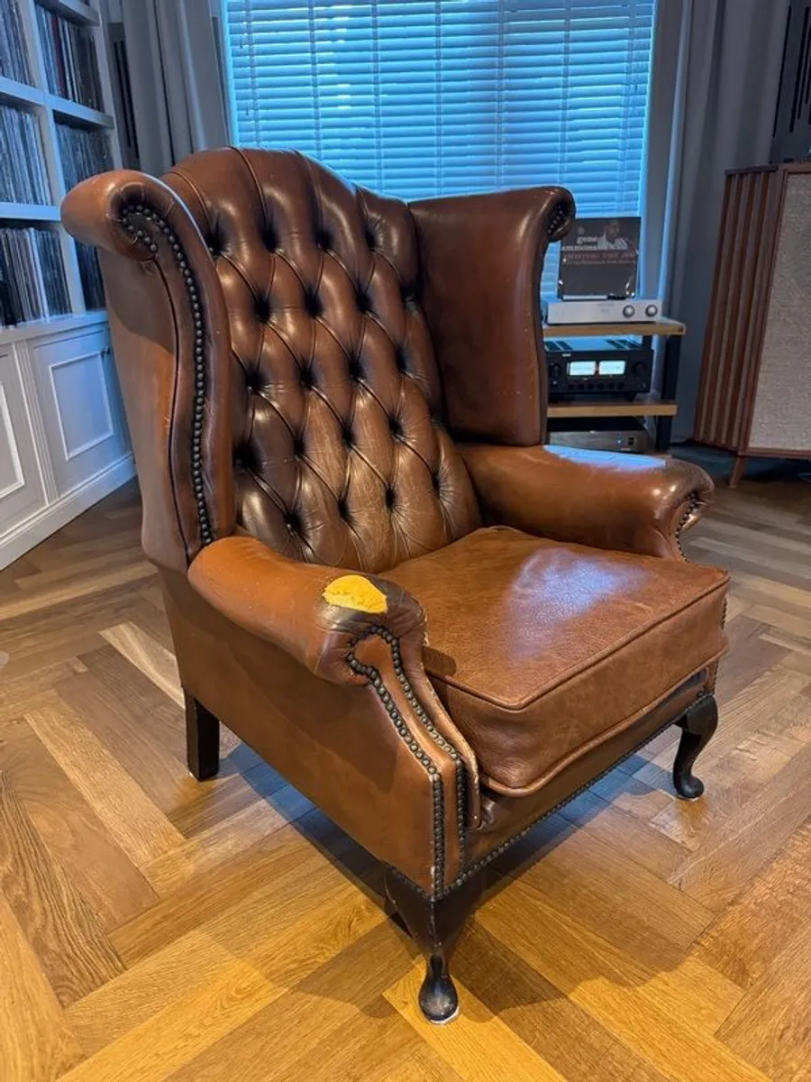 Antique Chesterfield Leather Armchair - Image 3
