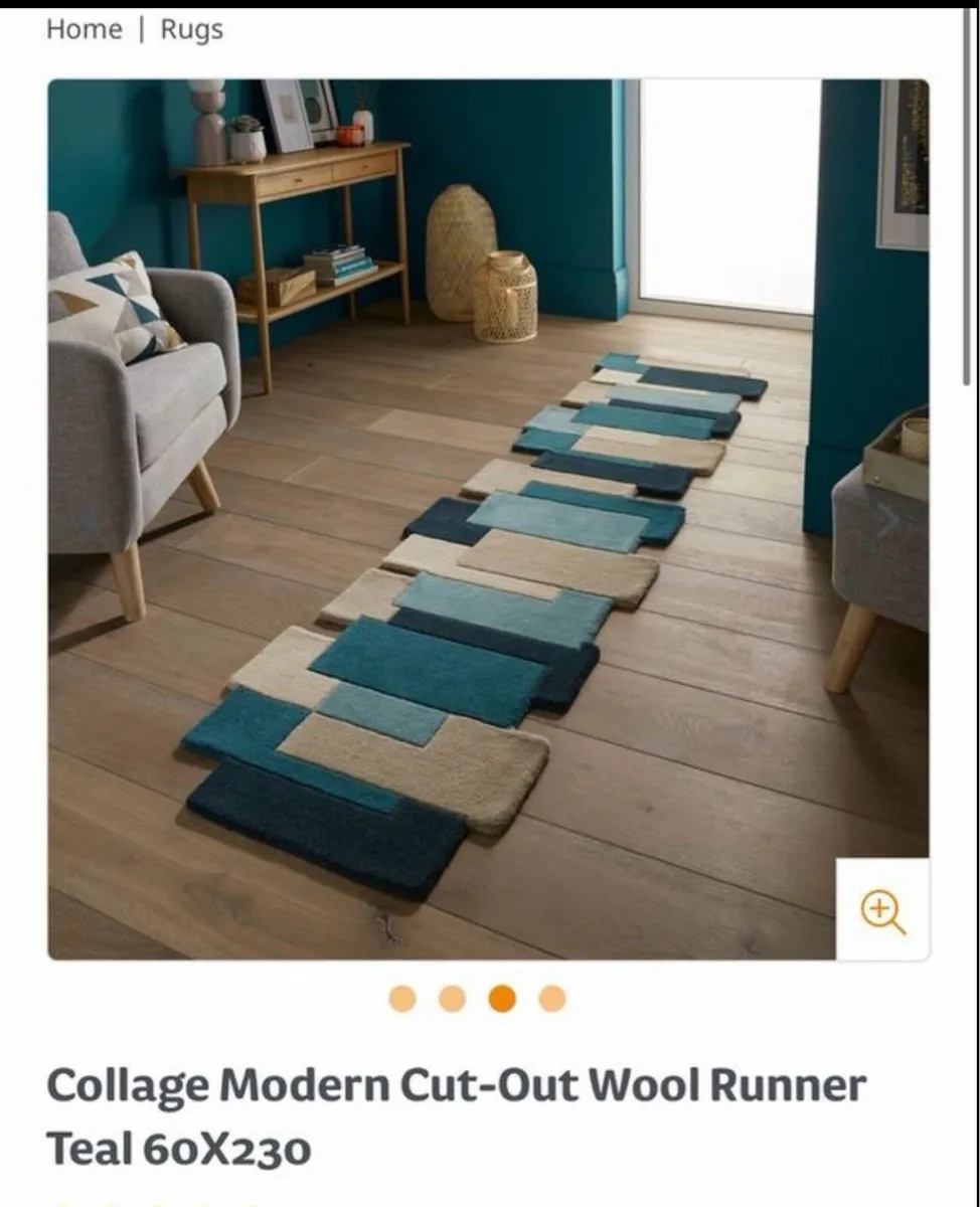 Wool Runner Teal 60X230 - Image 1