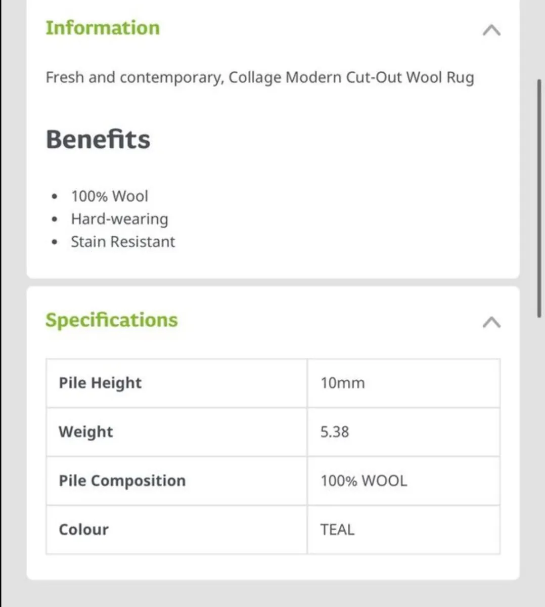 Wool Runner Teal 60X230 - Image 2