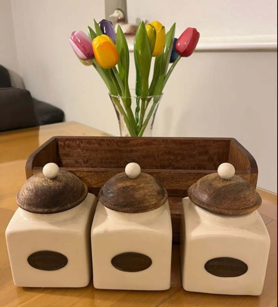 Wooden and ceramic kitchen rack New price €85 - Image 1