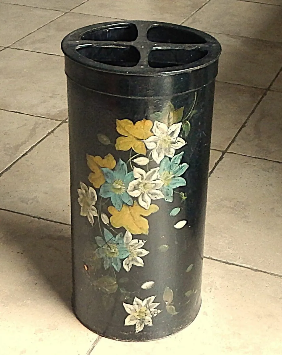 Vintage Hand Painted Papier Mache Umbrella Stand - Image 2