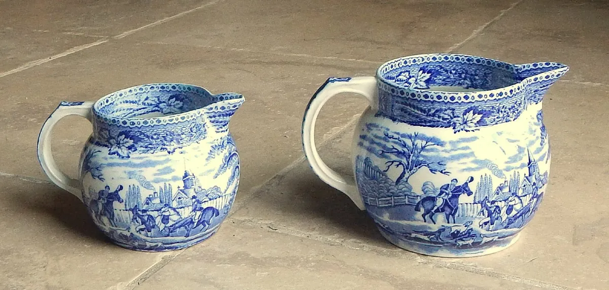 2 John Tams Vintage Blue & White Ceramic Jugs - Image 2
