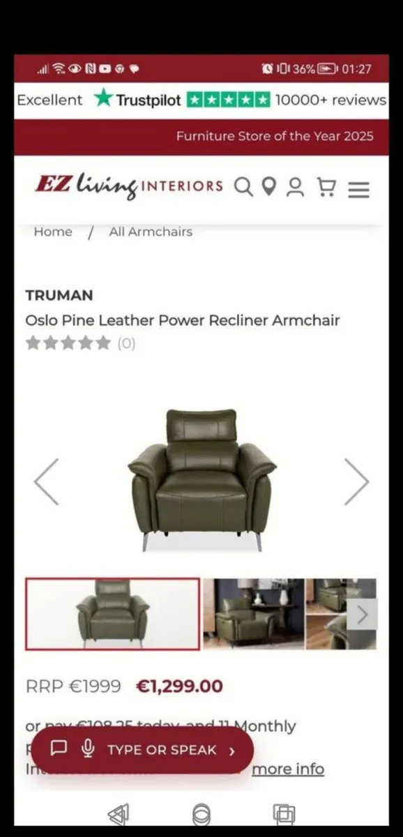 *CLEARANCE* Demo Leather Powered Recliner Armchair - Image 2