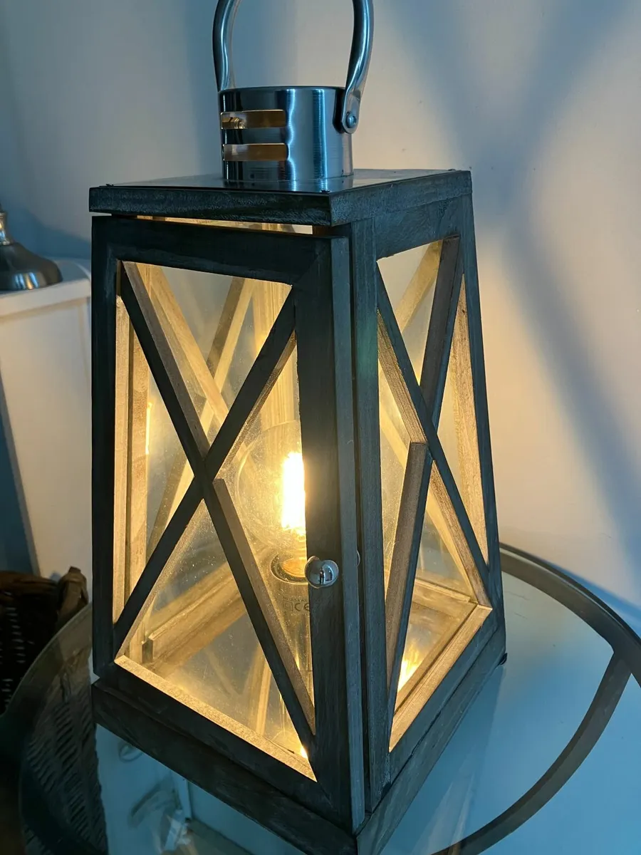 Plug in Washed Wood Lantern - Image 2