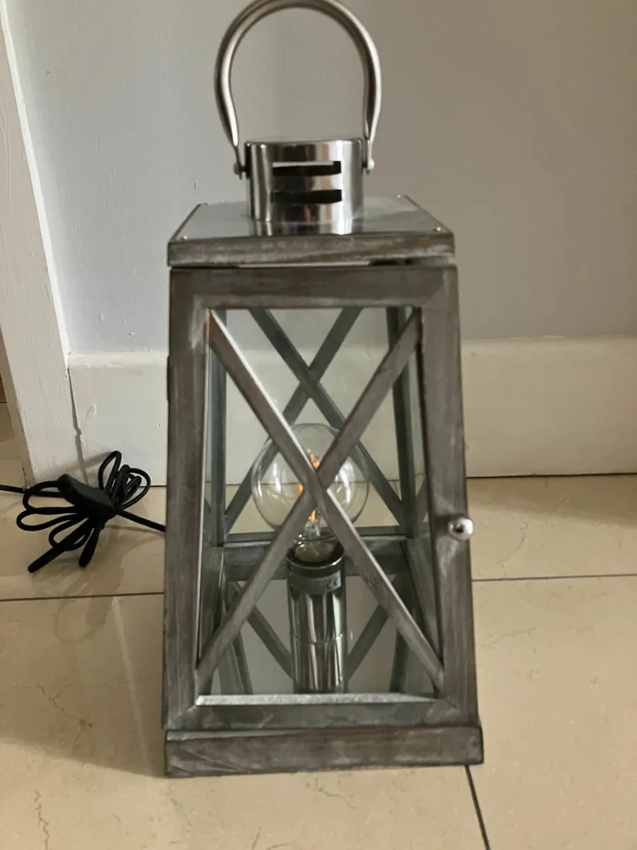 Plug in Washed Wood Lantern - Image 3
