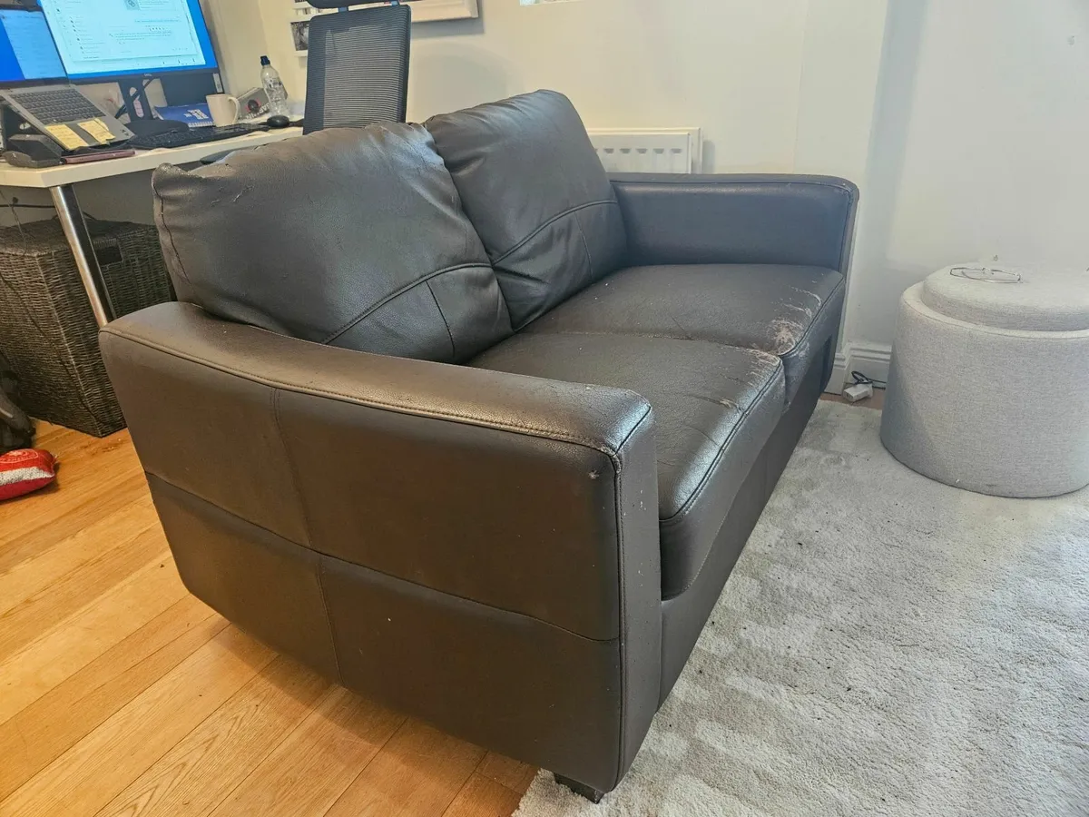Free dark brown leather couch - Image 3