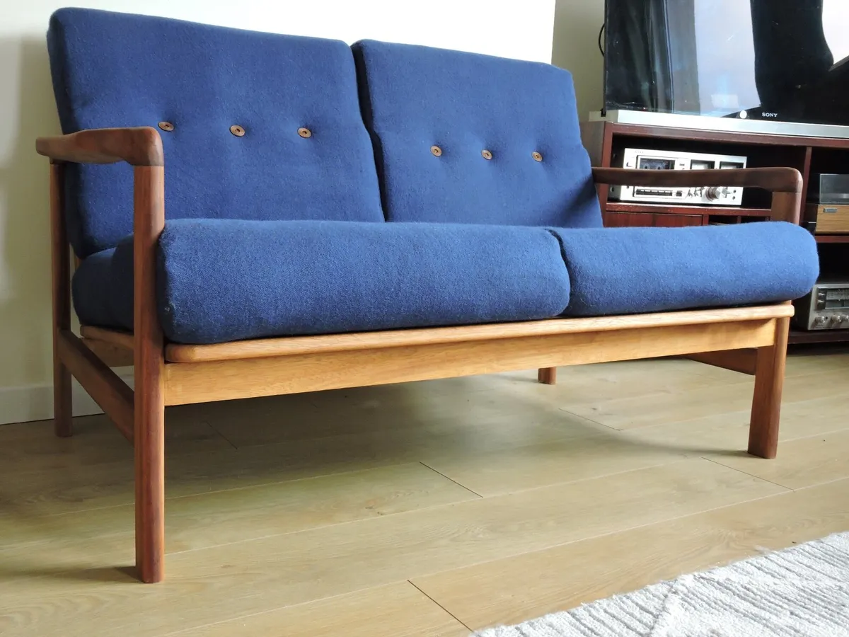 Mid Century retro vintage two seater teak sofa - Image 1