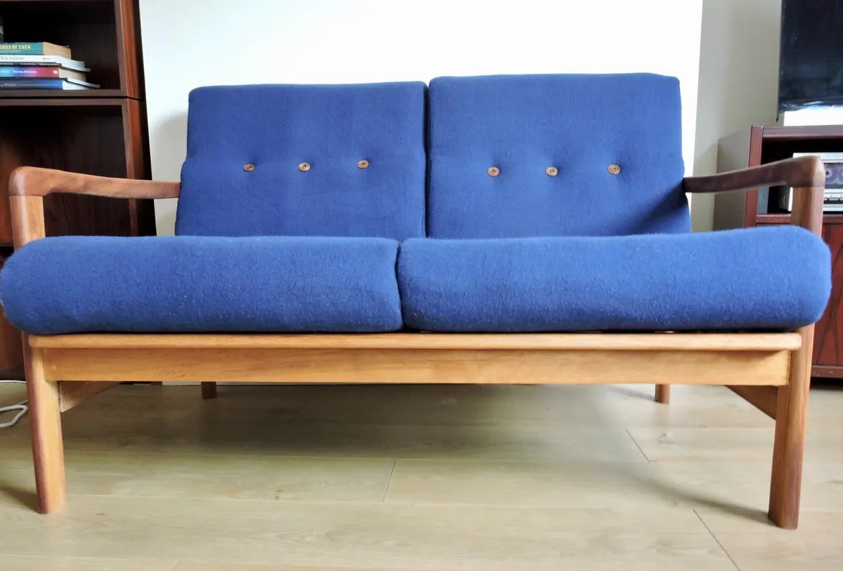 Mid Century retro vintage two seater teak sofa - Image 2