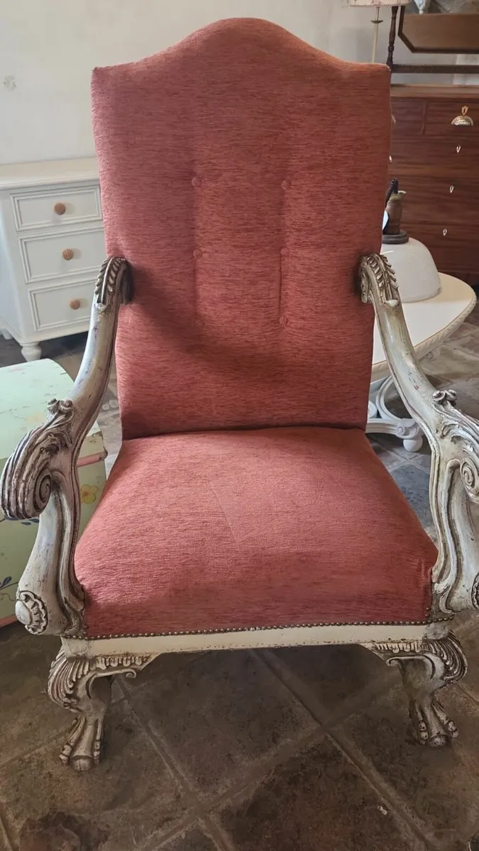 Pair large vintage French chairs - Image 2