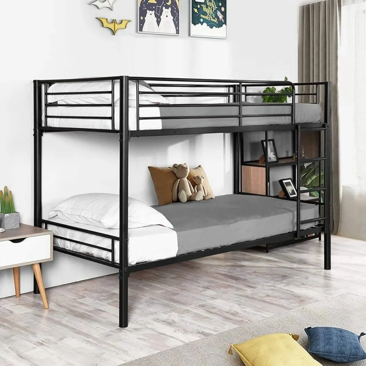 Metal Single Bunk Bed Black Free Delivery - Image 1