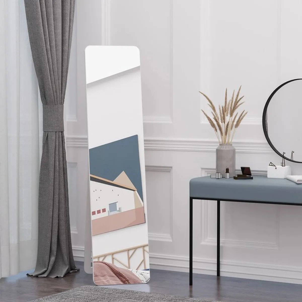 Tall White Full Length Dressing Mirror | Freestanding or Wall Mounted | 160x37cm - Image 3