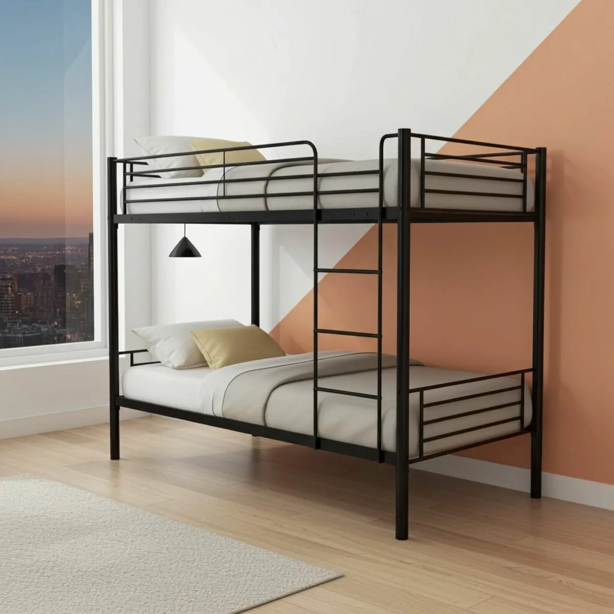 Metal Single Bunk Bed Black Free Delivery - Image 1