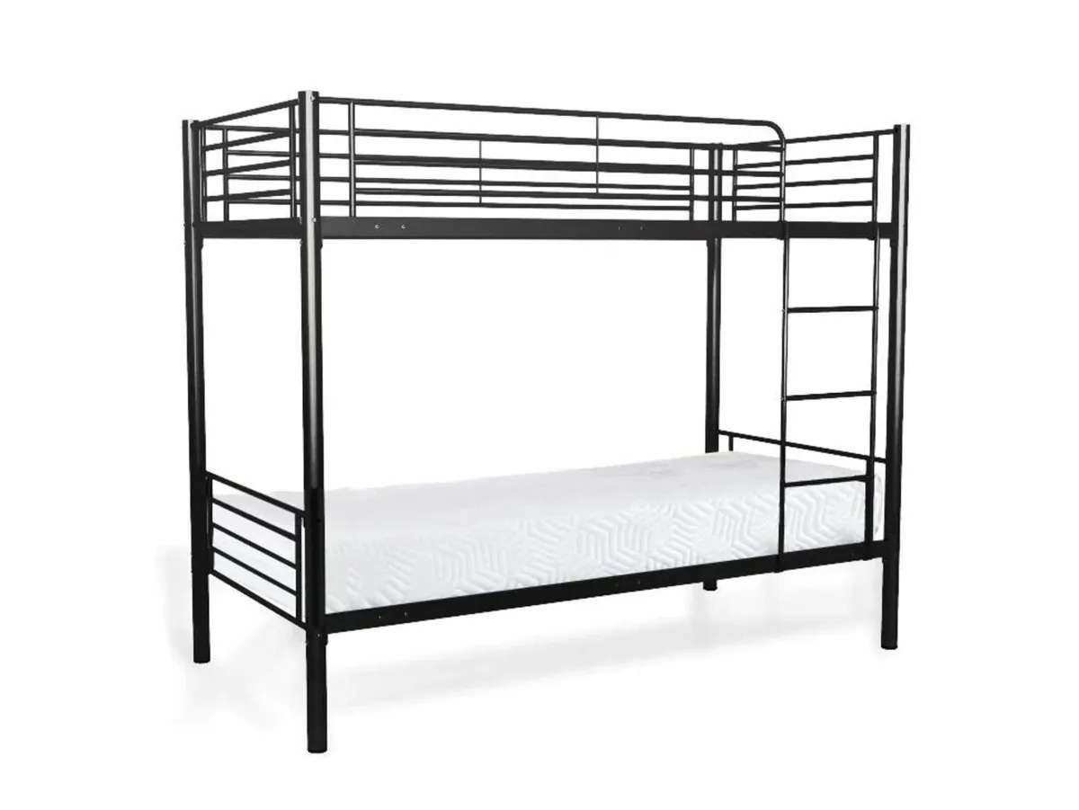 Metal Single Bunk Bed Black Free Delivery - Image 2
