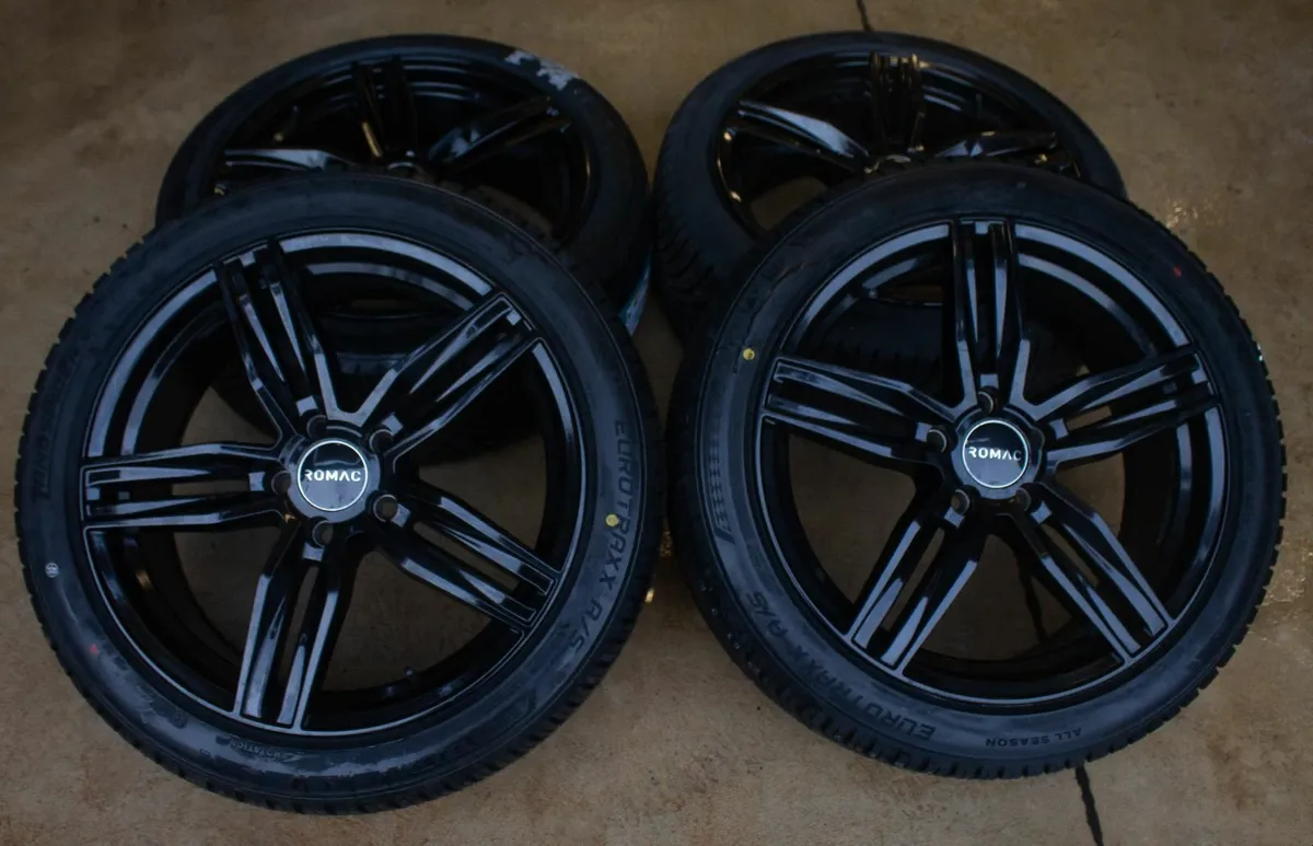 18x8" 5X112 Romac alloy wheels - Brand new tyres - Image 1