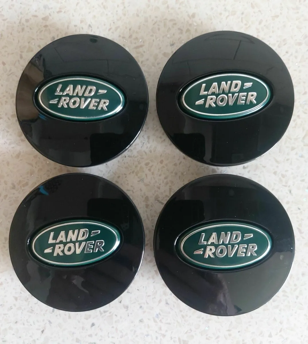 Green/black Land Rover centre caps - FREE POST - Image 1