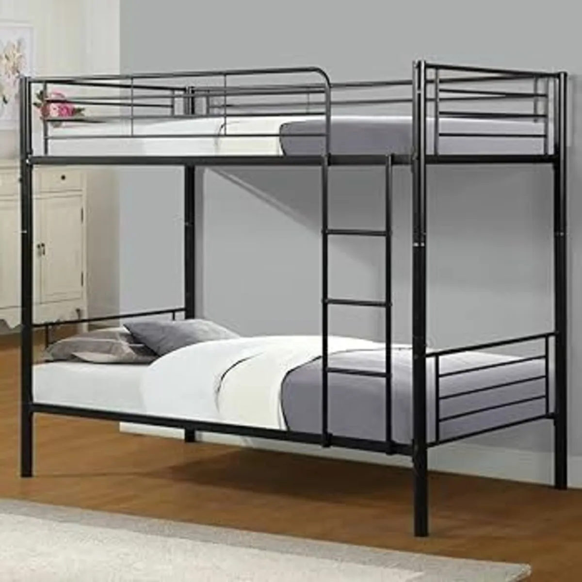 Metal Single Bunk Bed Black Free Delivery - Image 1