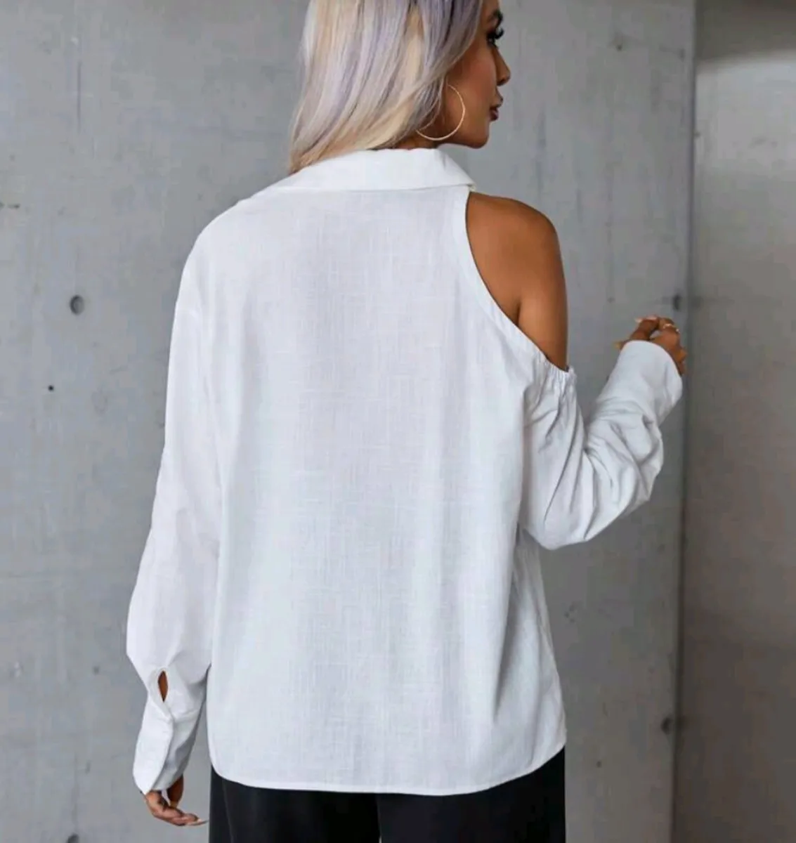 One arm open shoulder cotton shirt size uni - Image 2