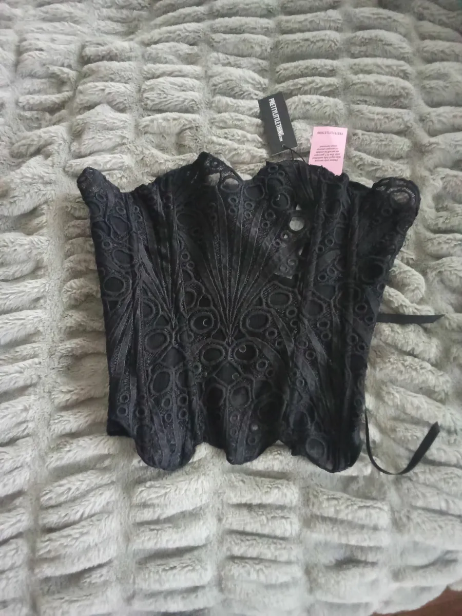 Womens Pretty little thing black corset size 12 - Image 1