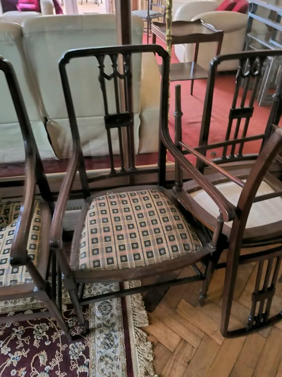 Antique chairs and 2 seater bench - Image 2
