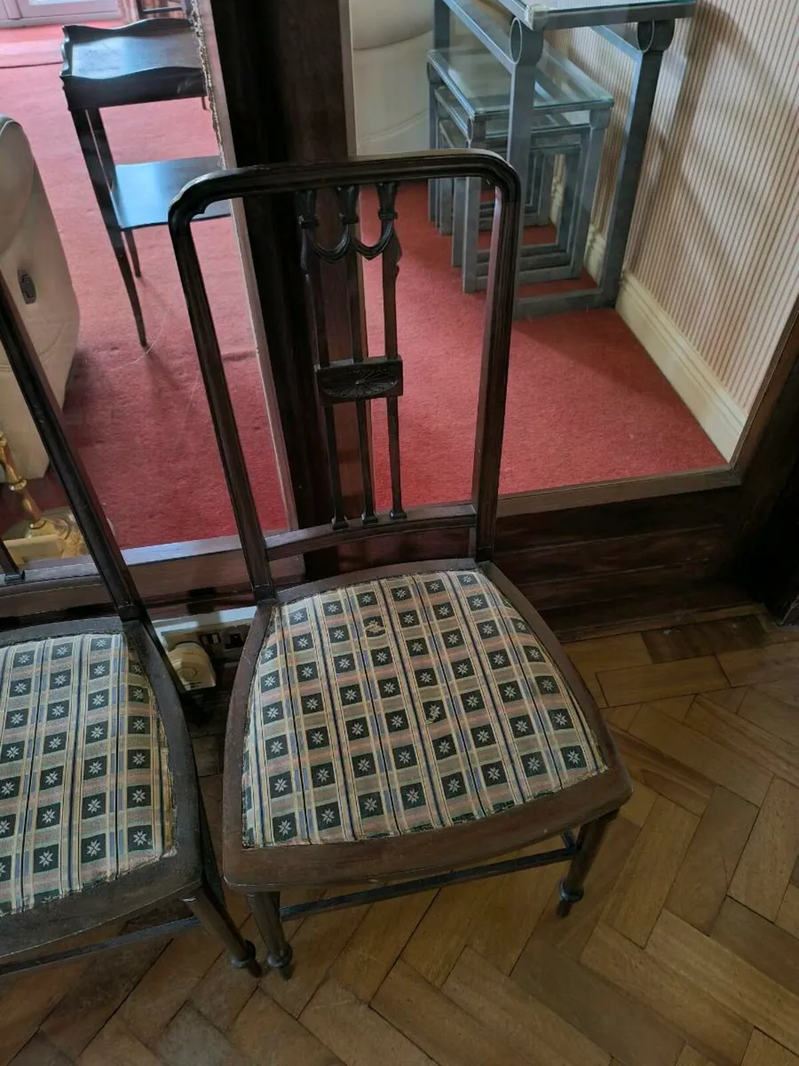 Antique chairs and 2 seater bench - Image 4