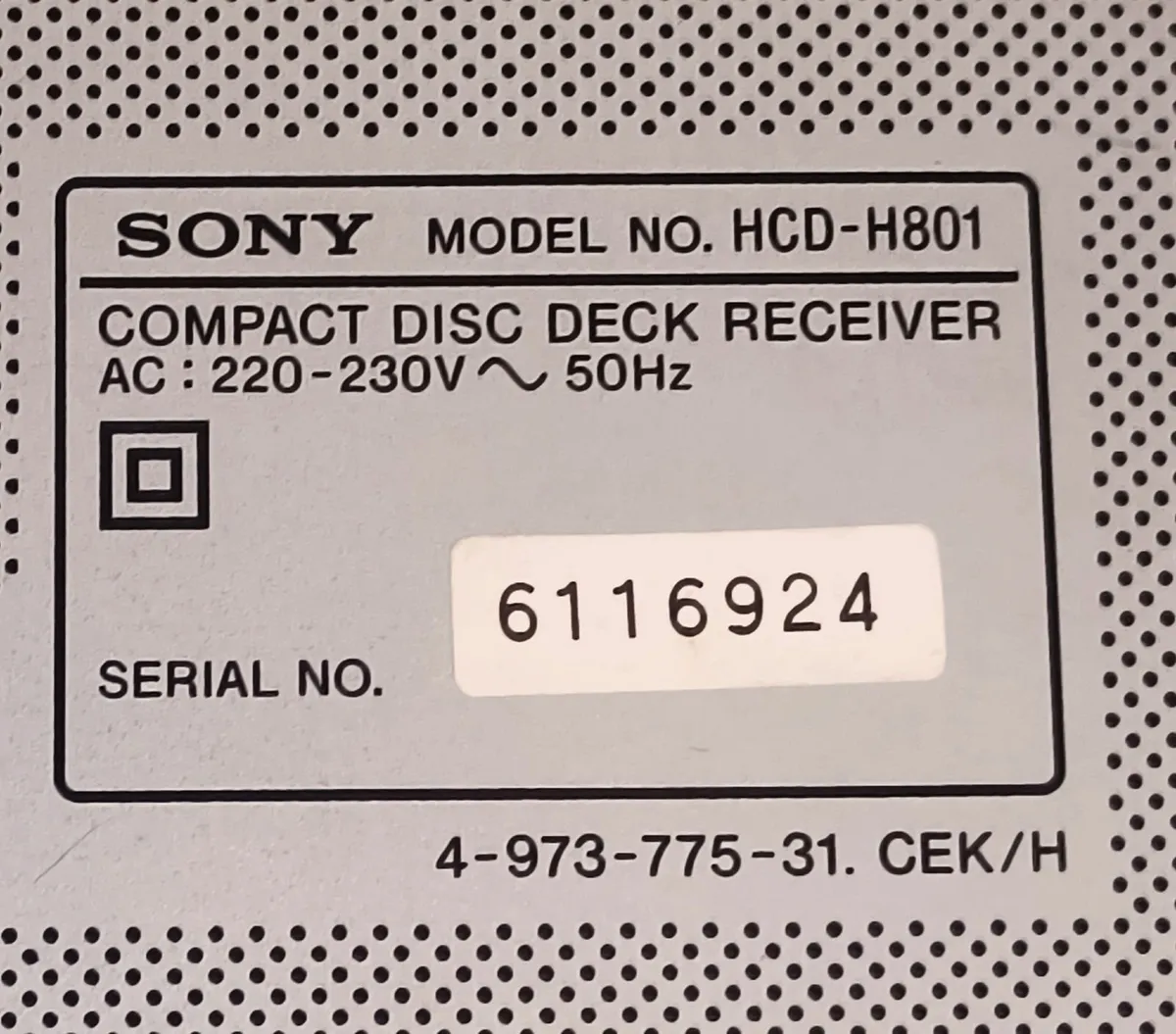 Amplifier SONY MODEL  HCD-H801 - Image 3