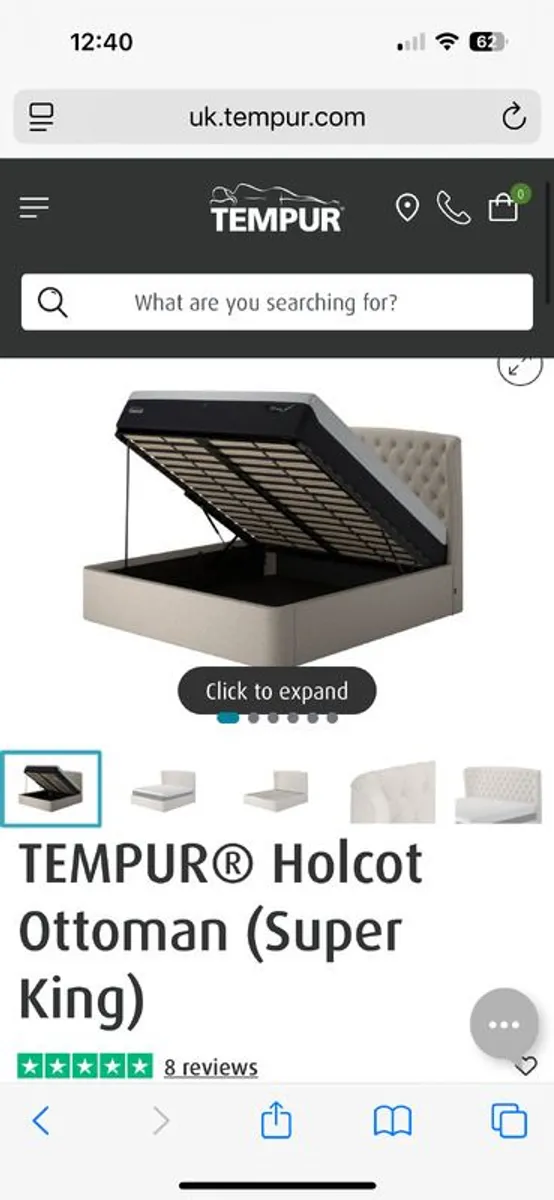 TEMPUR Superking  Holcot Ottoman Bed Light Grey - Image 1