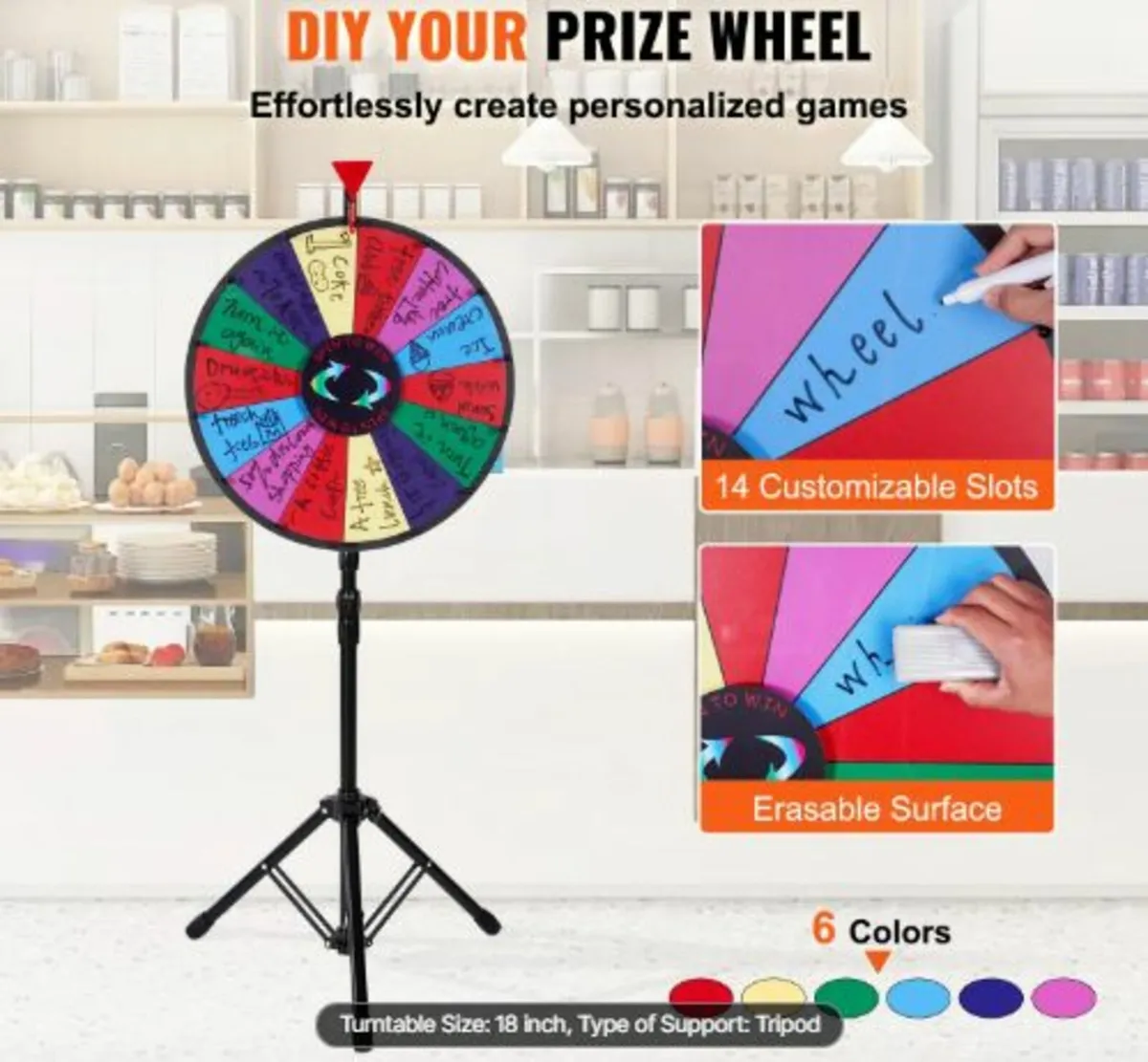 18”Prize Wheel Tripod Floor Stand Color Prize Whee - Image 2