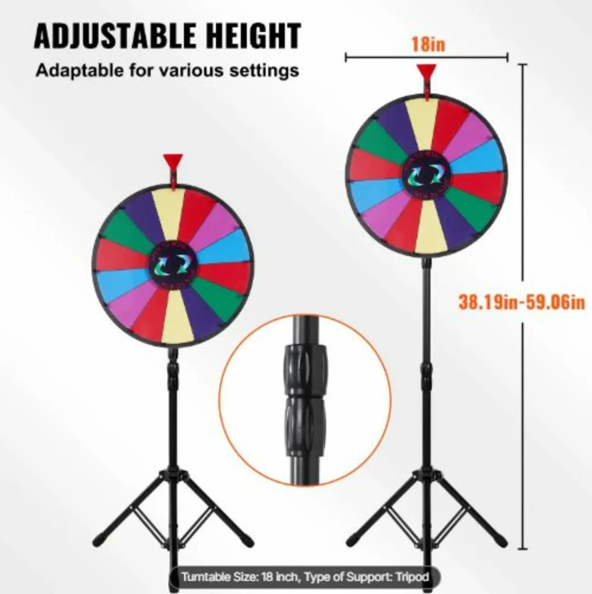 18”Prize Wheel Tripod Floor Stand Color Prize Whee - Image 3