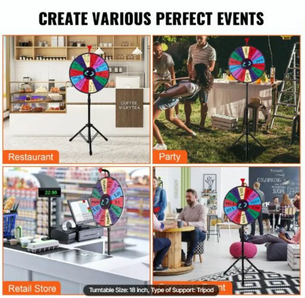 18”Prize Wheel Tripod Floor Stand Color Prize Whee - Image 4