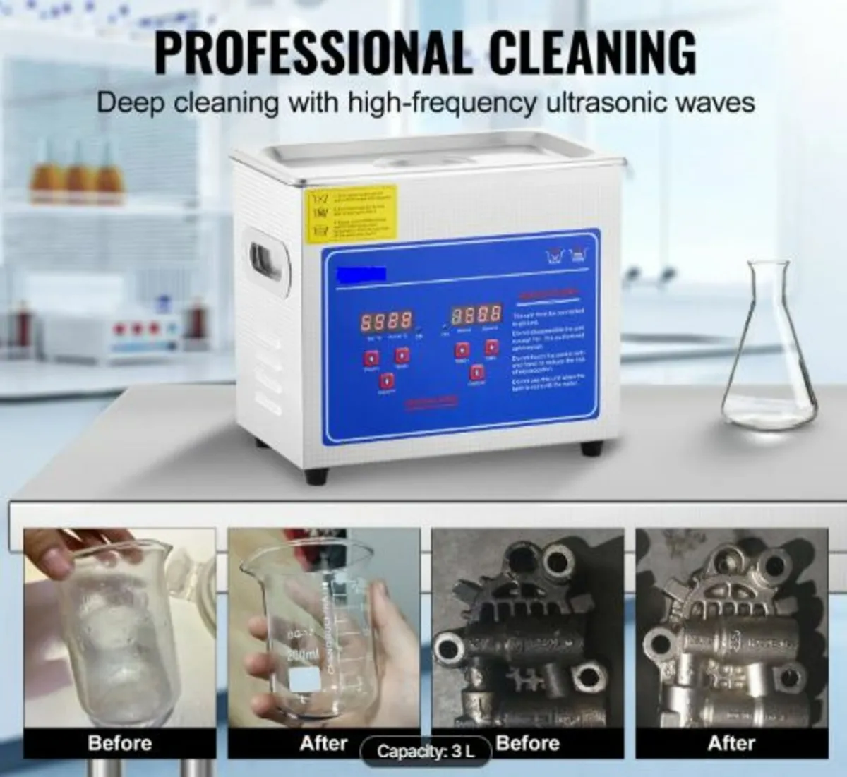 Professional Ultrasonic Cleaner, 2.85 L Ultrasonic - Image 2