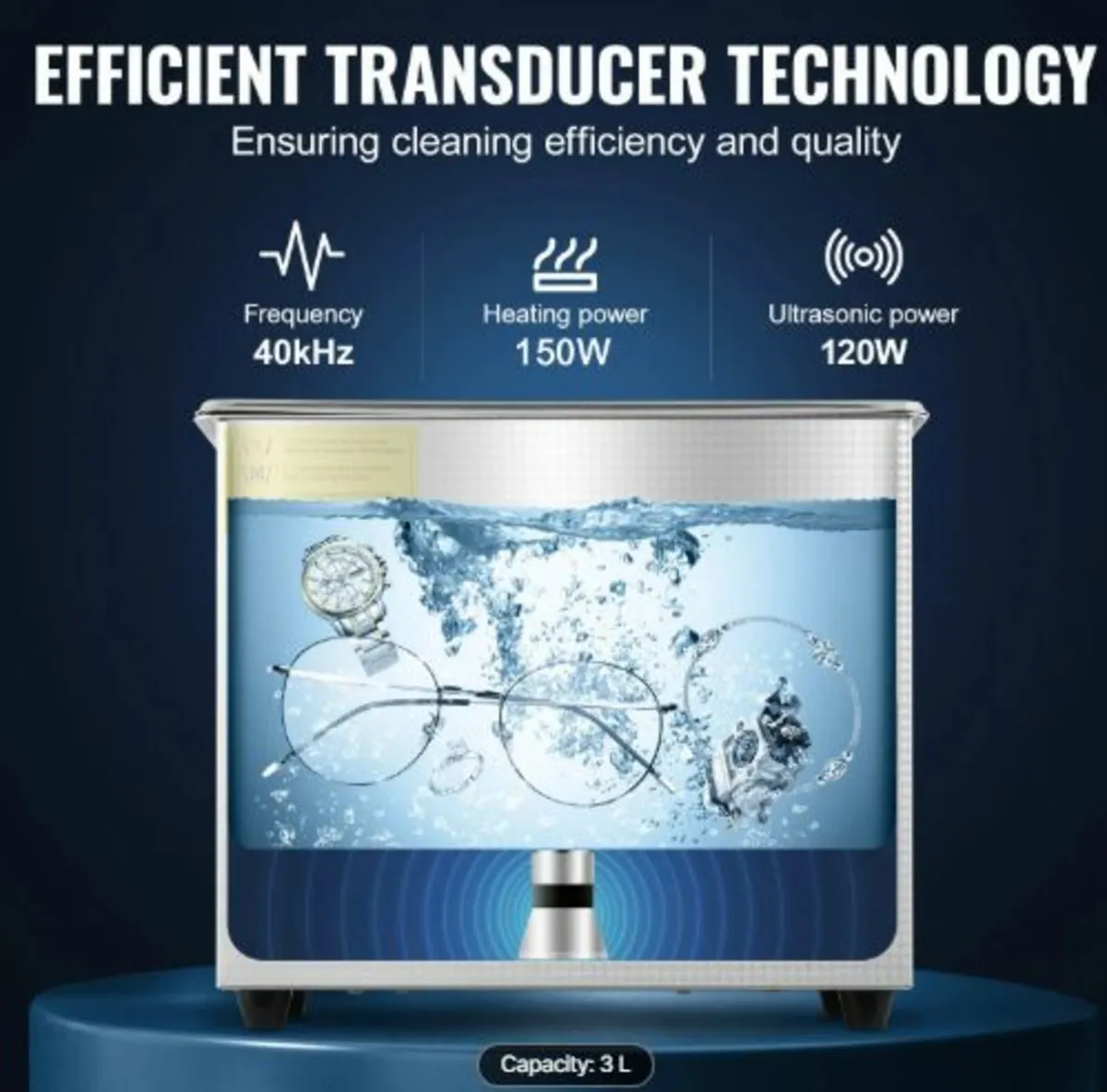 Professional Ultrasonic Cleaner, 2.85 L Ultrasonic - Image 3