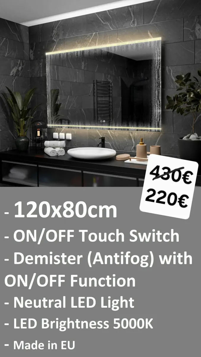 LED Bathroom Mirror Antifog Demister